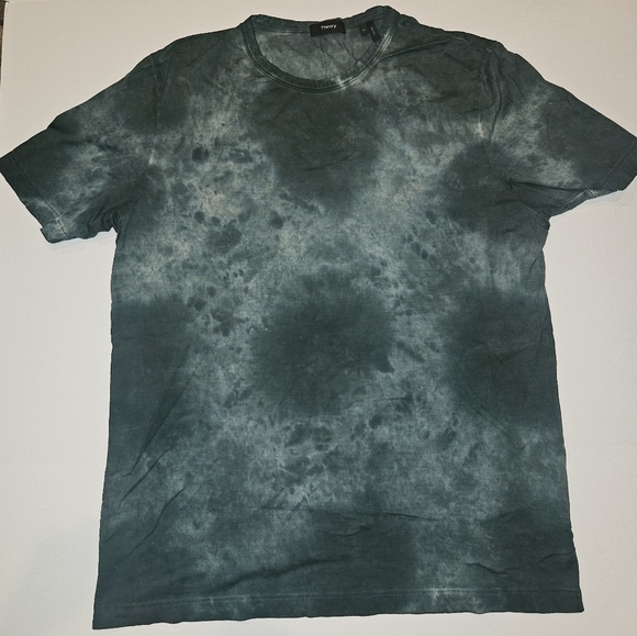 Theory Men's Short Sleeve Tie-Dye Tee in Dark Green - Picture 1 of 14